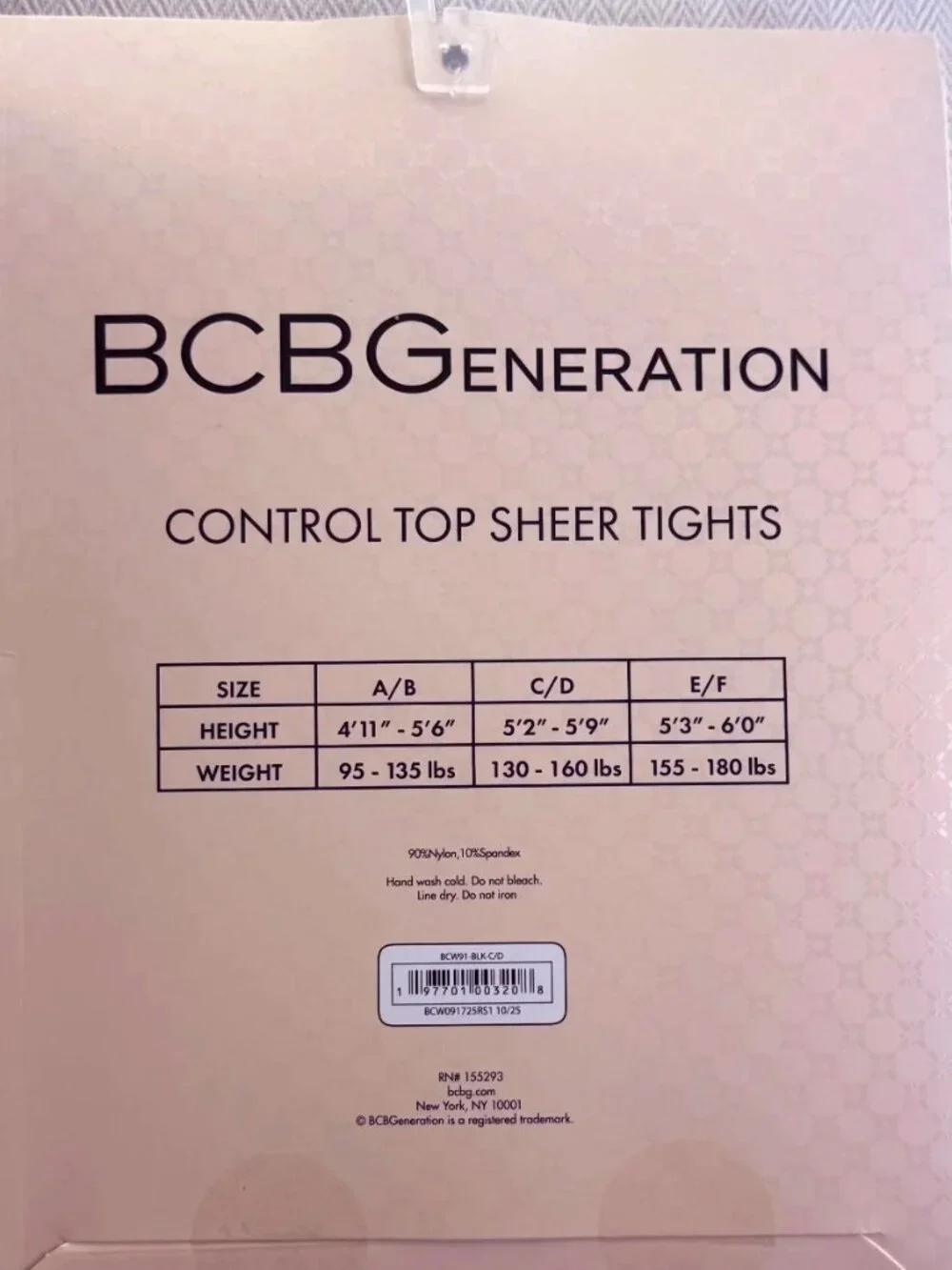 BCB Generation Women's Control Top Sheer Tights 2 Pairs Black Size E/F NWT